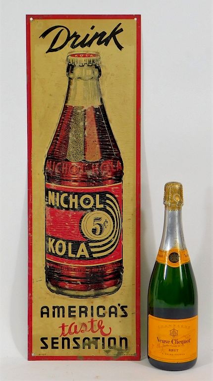 Appraisal: Drink Nichol Kola Soda Advertising Tin Sign United States th