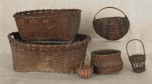 Appraisal: Six splint baskets th c tallest -