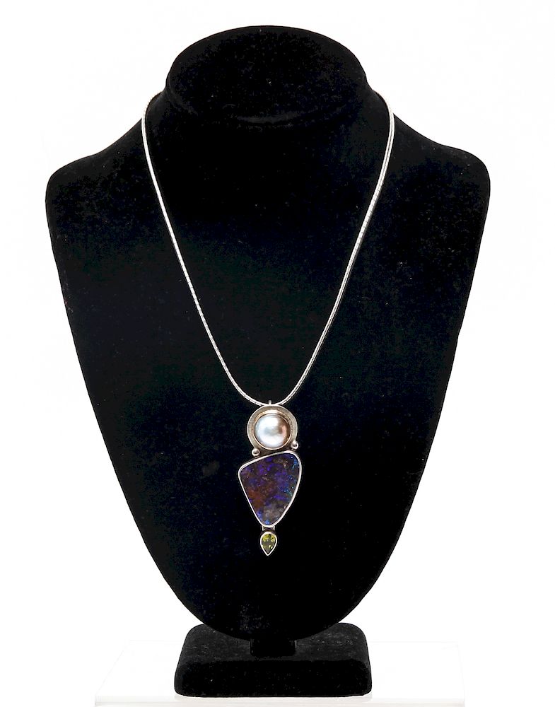 Appraisal: Echo of the Dreamer Silver Opal Pendant Chain Echo of