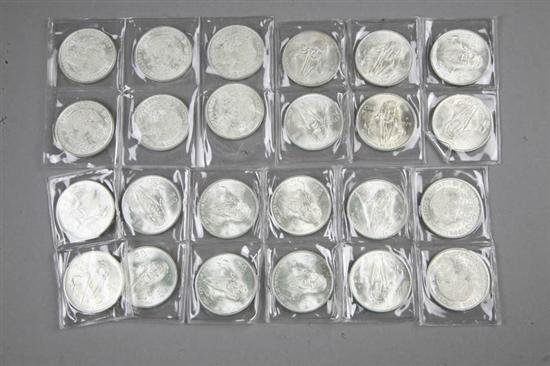 Appraisal: TWENTY-EIGHT SILVER MEXICAN COINS All one hundred peso coins all