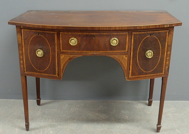 Appraisal: - Georgian inlaid mahogany D-shaped sideboard h x w x