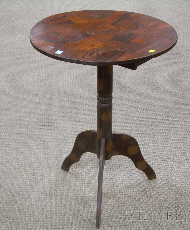 Appraisal: Japanese Circular Parquetry Tilt-top and Painted Wood Stand