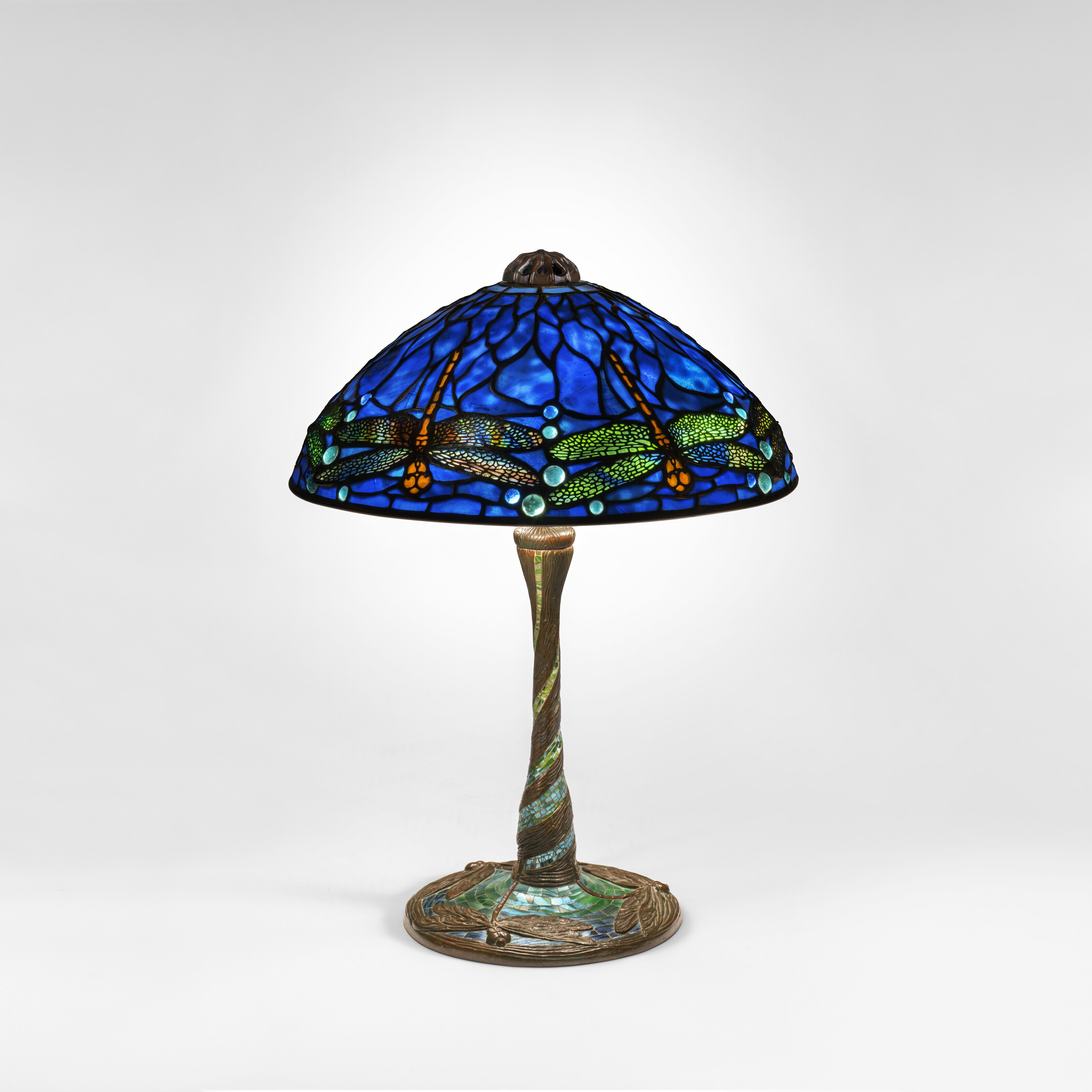 Appraisal: TIFFANY STUDIOS 'Dragonfly' Table Lamp circa with a rare mosaic