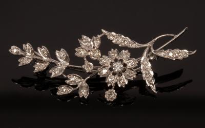 Appraisal: A diamond flower spray brooch set in ct white gold