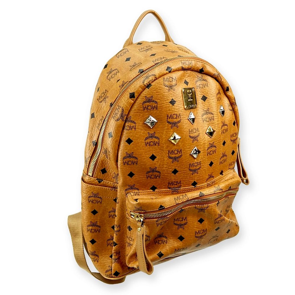 Appraisal: MCM Cognac Visitos Coated Canvas Stark Backpack GM MCM Cognac