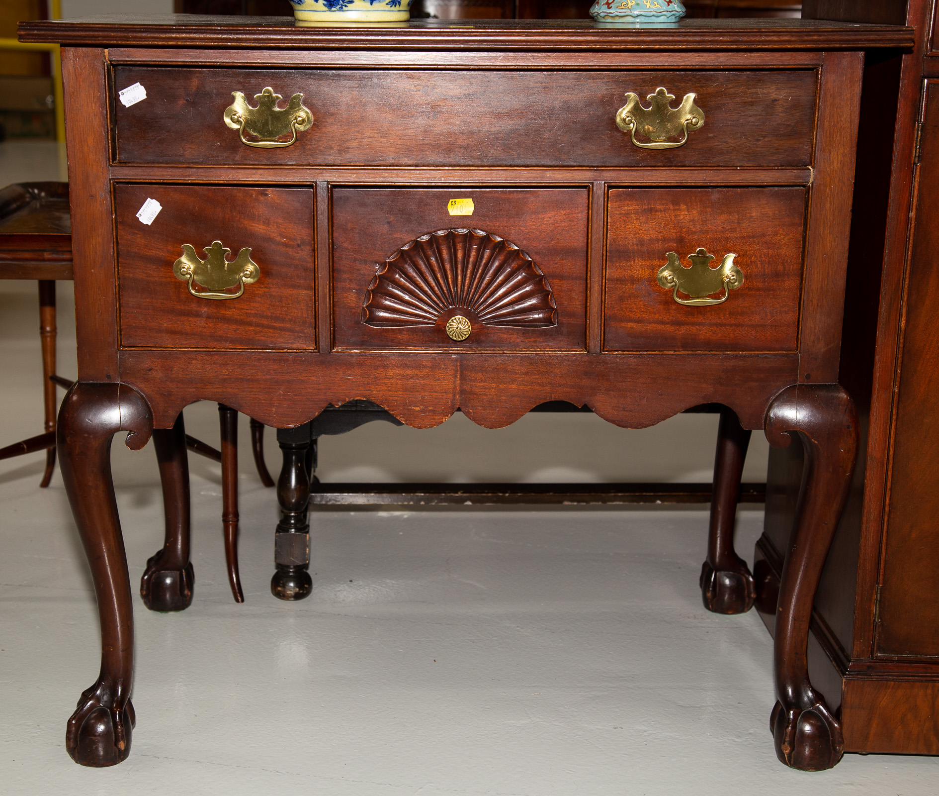 Appraisal: CHIPPENDALE STYLE MAHOGANY LOWBOY Bench made st half th century