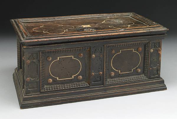 Appraisal: An Italian Baroque ivory inlaid puzzle chest height in width