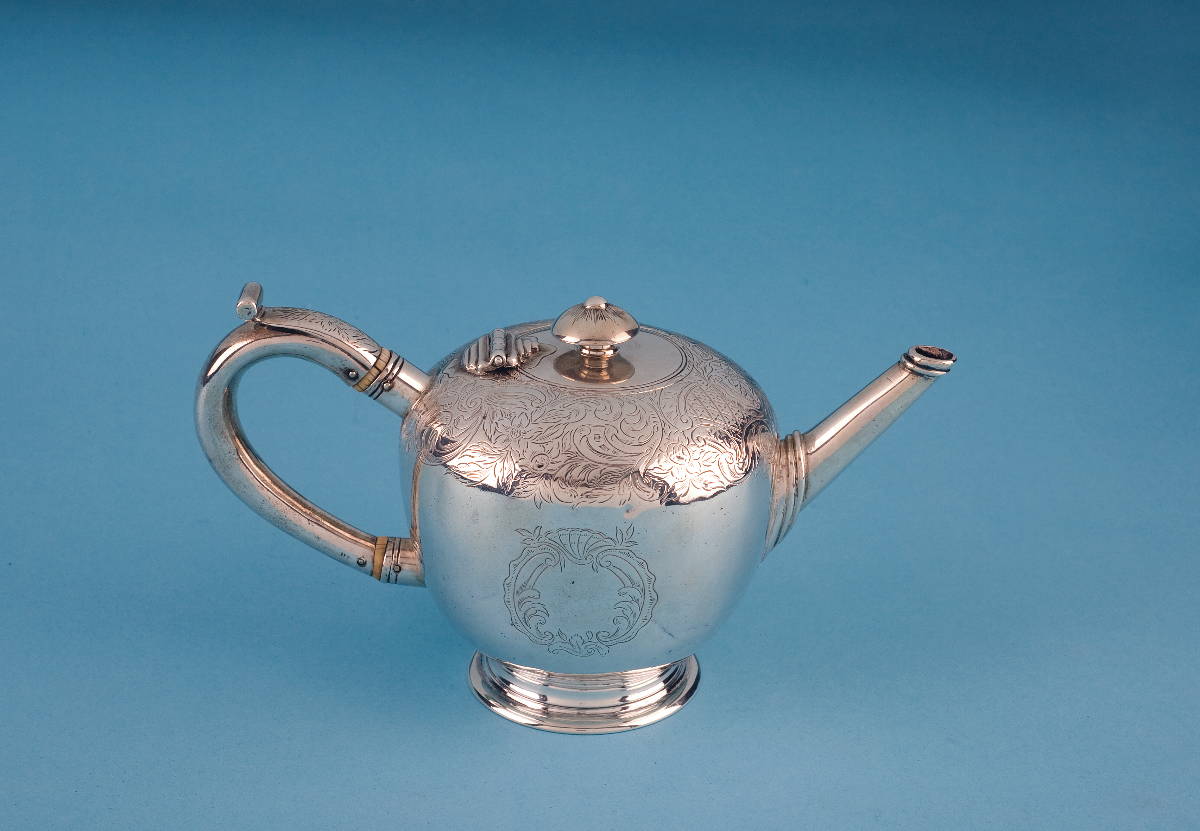 Appraisal: GEORGE III SILVER TEAPOT AND COVER WILLIAM FRISBEE LONDON -