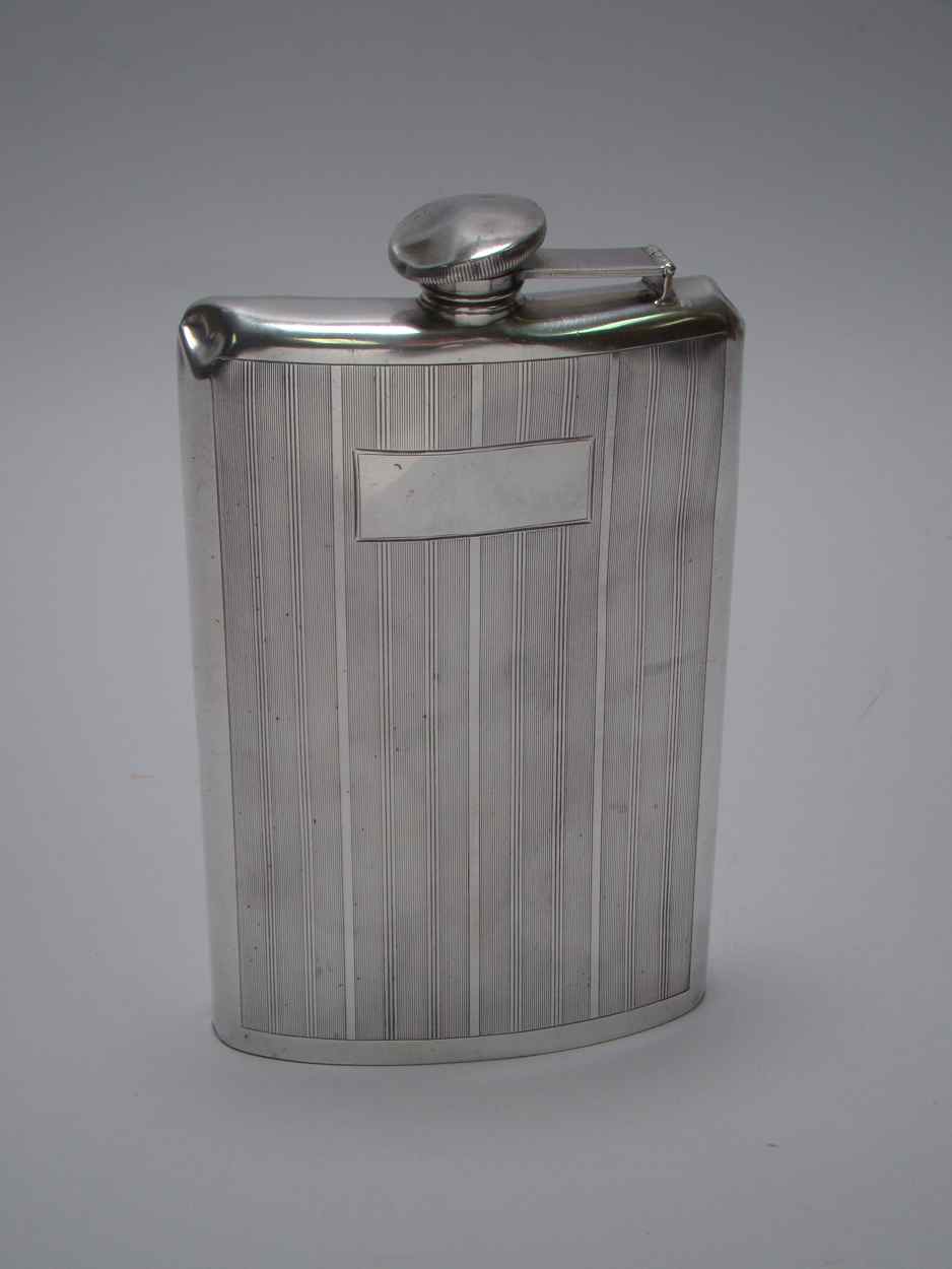 Appraisal: WEBSTER MFG CO HAND-HAMMERED STERLING SILVER FULL-PINT FLASK Monogrammed C