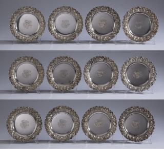 Appraisal: Stieff sterling hand chased dessert plates Stieff sterling hand chased