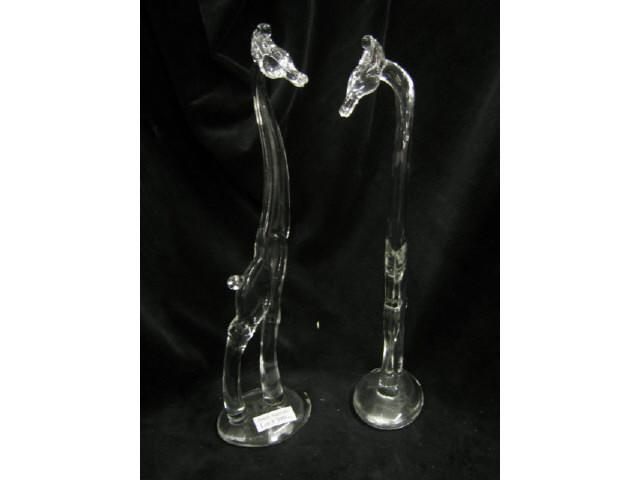 Appraisal: Pair of Heisey Glass Giraffe Figurines tall excellent