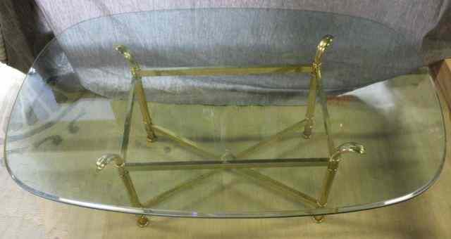 Appraisal: Gilt Metal Glass Top Coffee Table From a Scarsdale NY