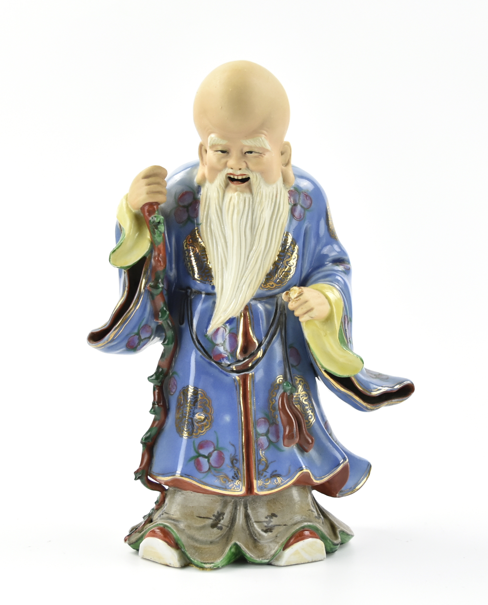 Appraisal: Chinese ROC Period Shou figure holding a coral red stick