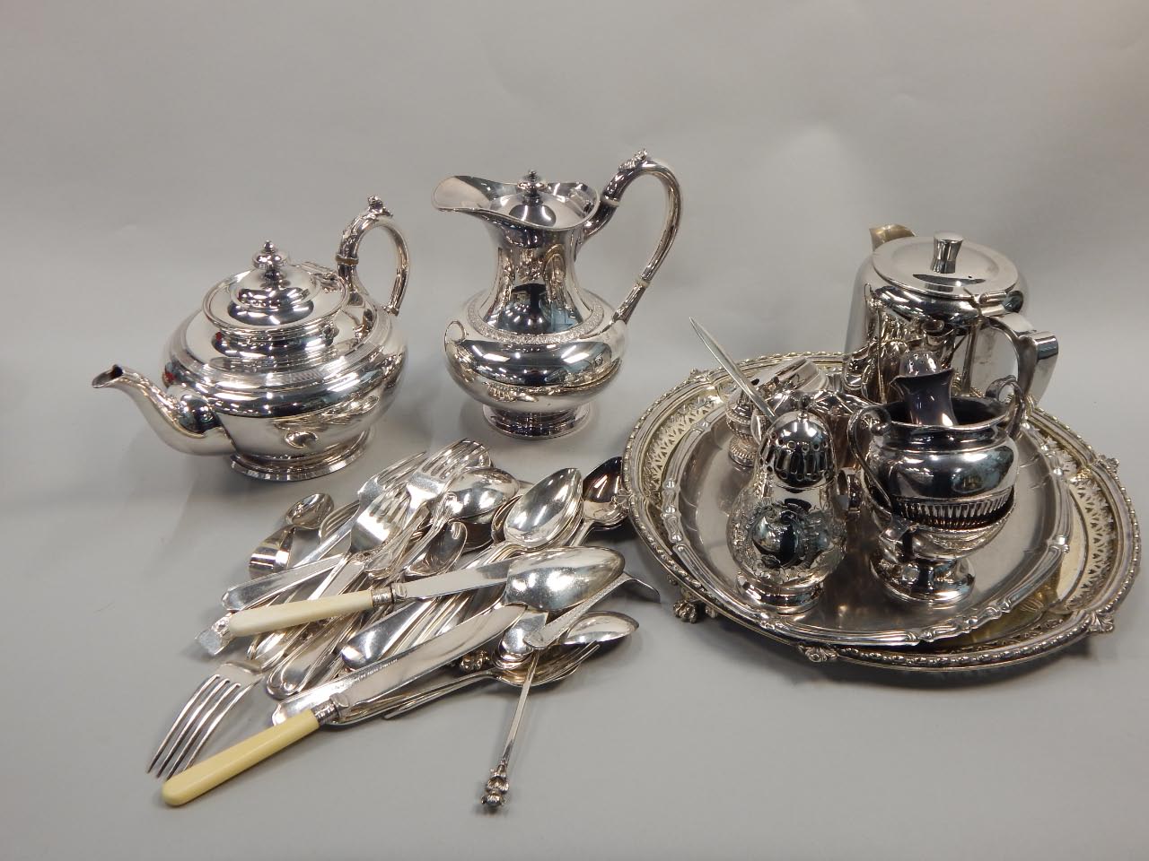 Appraisal: Various items of silver plate to include a teapot tray