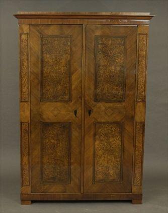 Appraisal: Continental Biedermeier Burl Walnut and Fruitwood Veneered Armoire