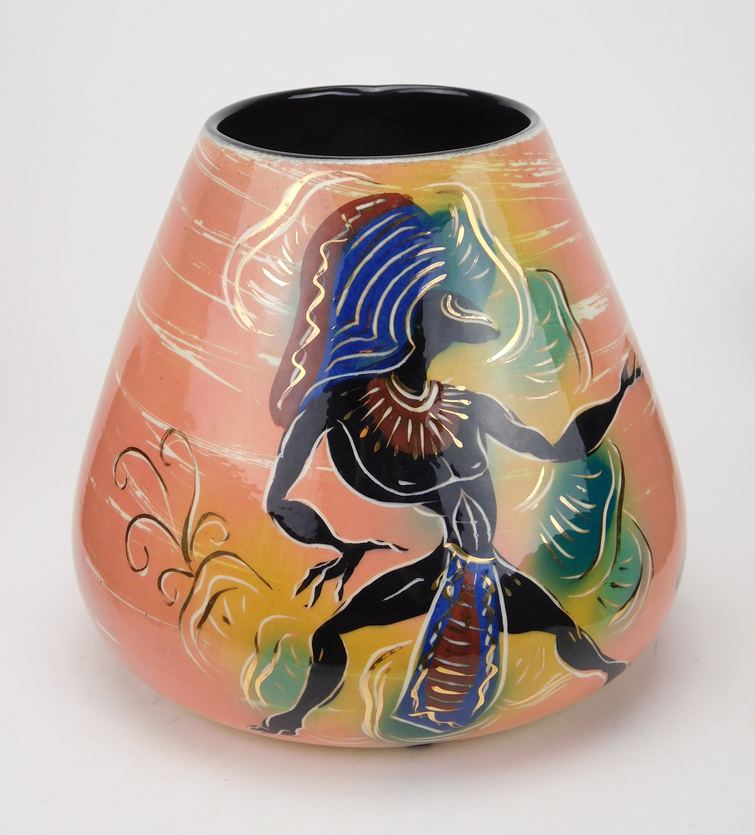 Appraisal: California pottery Marc Bellaire - ' Jungle' envelope vase depicting