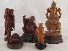 Appraisal: Five various carved wood Buddhist deities