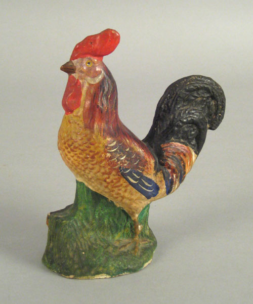 Appraisal: Composition rooster figure retaining its original polychrome painted surface h