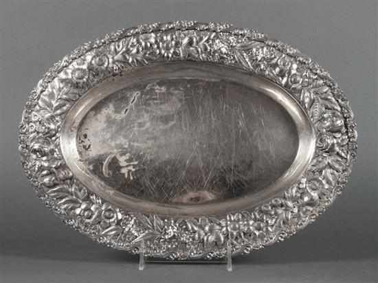 Appraisal: American repousse sterling silver oval platter Jenkins Jenkins Baltimore circa