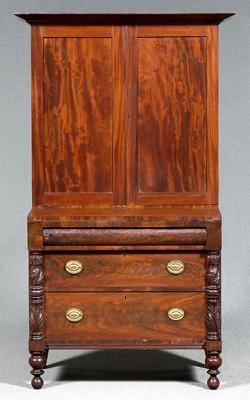 Appraisal: Federal secretary desk highly figured mahogany with poplar and pine