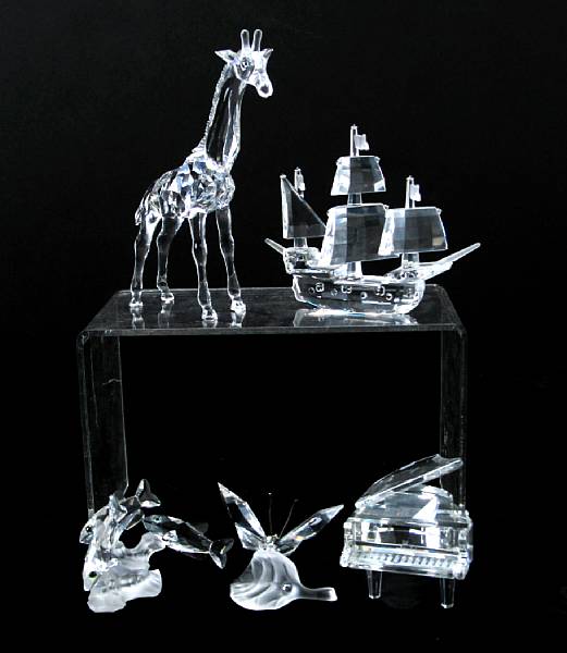 Appraisal: A collection of Swarowski crystal figural garnitures comprising a grand