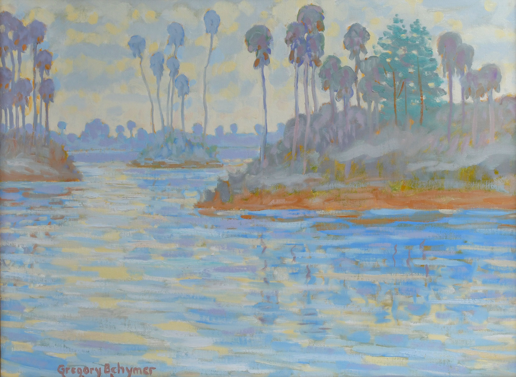 Appraisal: BEHYMER Gregory Lee American - Palms on the River Oil