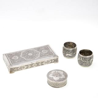 Appraisal: Persian silver table articles Persian silver table articles th c