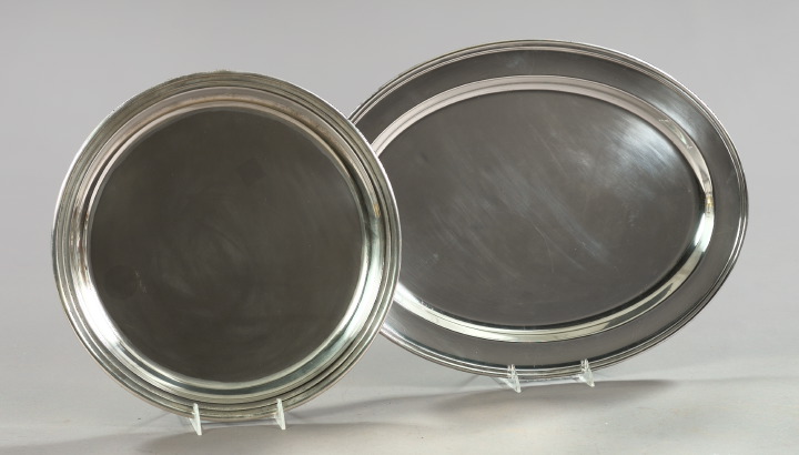 Appraisal: Two Silverplate Serving Trays of simple design one oval l