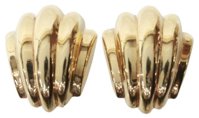 Appraisal: pair Estate kt yellow gold earrings for pierced ears hollow