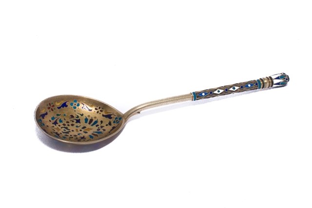 Appraisal: A Russian plique a jour and cloisonne enameled spoon the