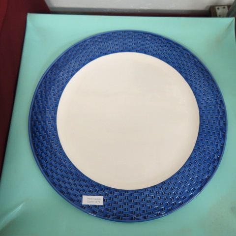 Appraisal: Tiffany Pottery Serving Tray diameter blue basket weave made in