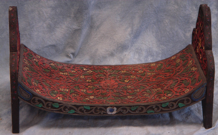 Appraisal: Carved and lacquered Middle eastern ambonia wood bed l h