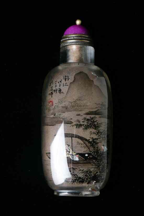 Appraisal: CHINESE INSIDE PAINTED GLASS SNUFF BOTTLE Ding Er Zhong maker's