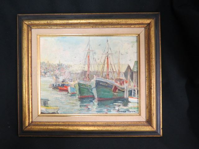 Appraisal: Priscilla Trotter oil ships in harbor Rockport Massachusetts area well