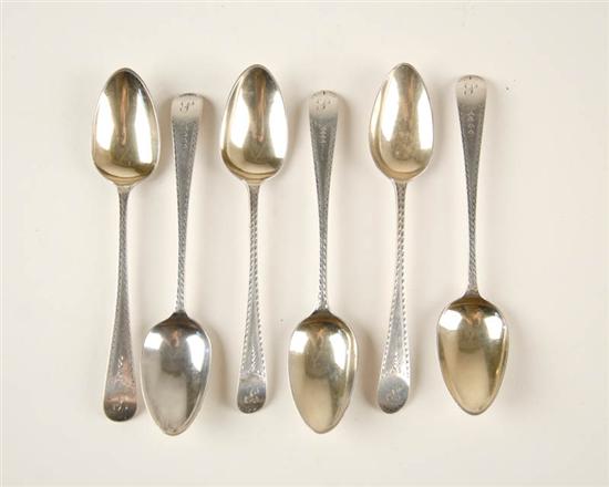 Appraisal: Six George III Sterling Coffee Spoons bearing London date marks