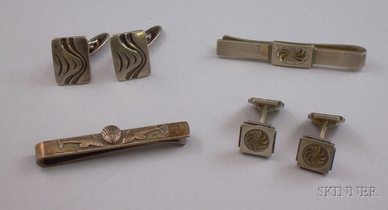 Appraisal: Small Group of Danish Modern Sterling Silver Men's Jewelry including