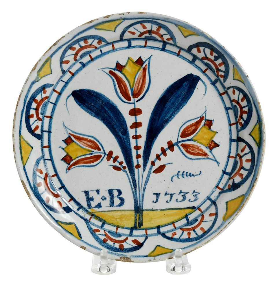 Appraisal: Small English Delftware Polychrome 'Tulip' Plate attributed to London or