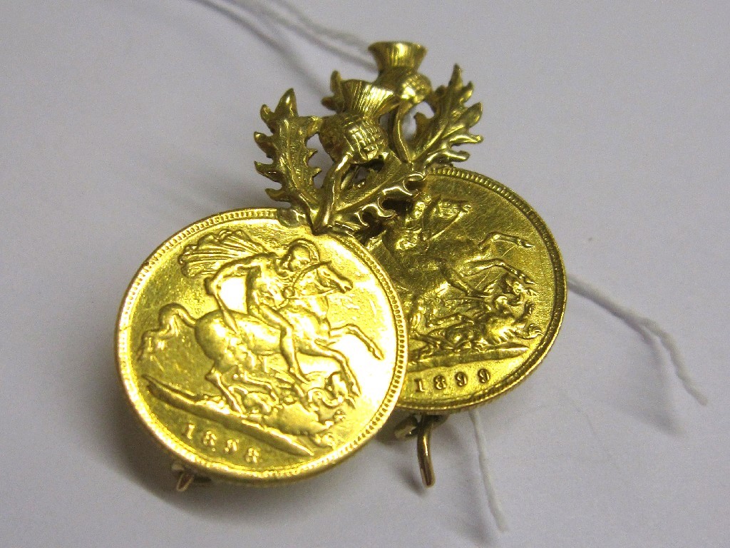 Appraisal: Pair of Old Queen Victorian head drop earrings with thistle