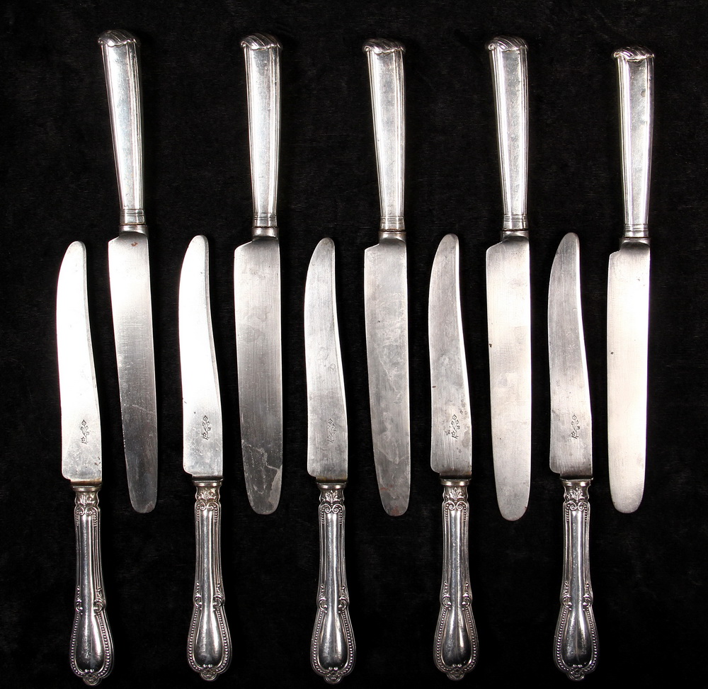 Appraisal: SILVER HANDLED KNIVES - th c European Silver Handled Knives