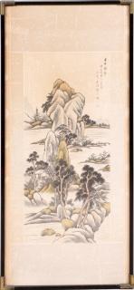 Appraisal: CHINESE WATERCOLOR ON SILK CHINESE WATERCOLOR ON SILK H W