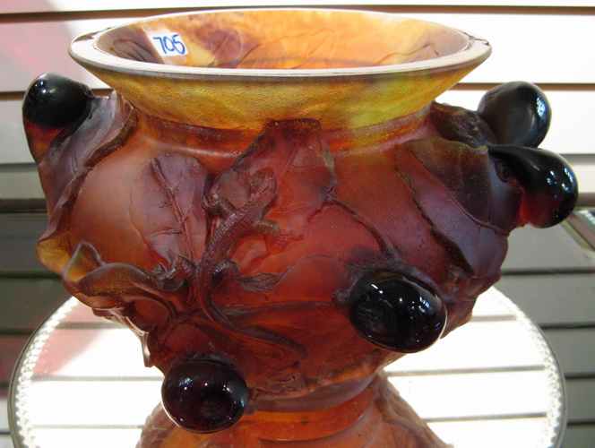 Appraisal: DAUM PATE-DE-VERRE ART GLASS CENTER BOWL in Les Figues the