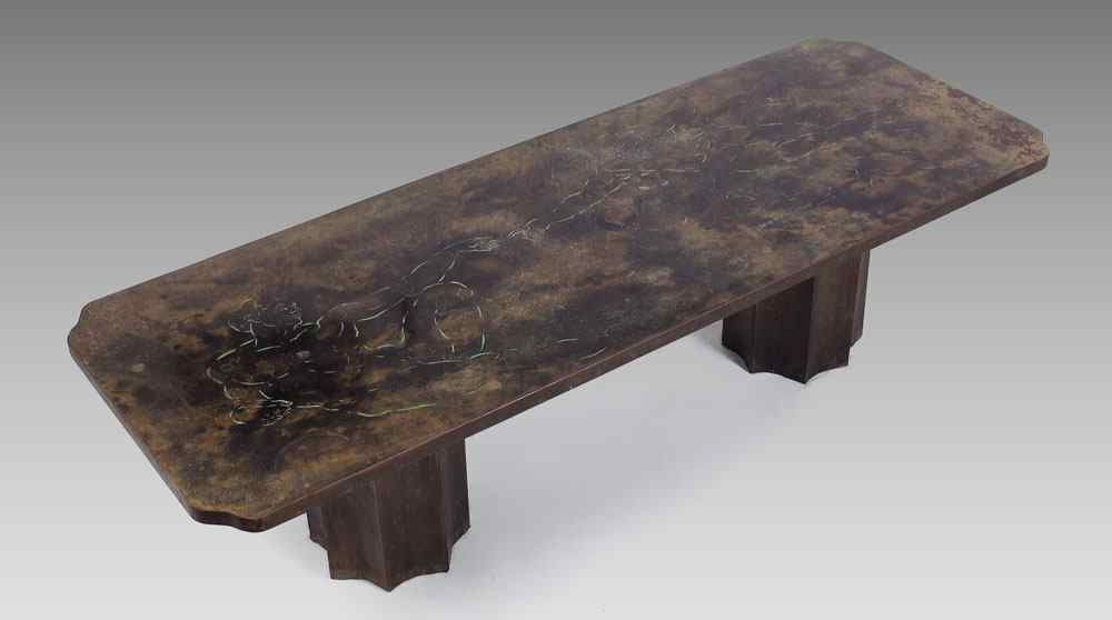 Appraisal: PHILLIP AND KELVIN LAVERNE MICHELANGELO COFFEE TABLE Bronze clad coffee