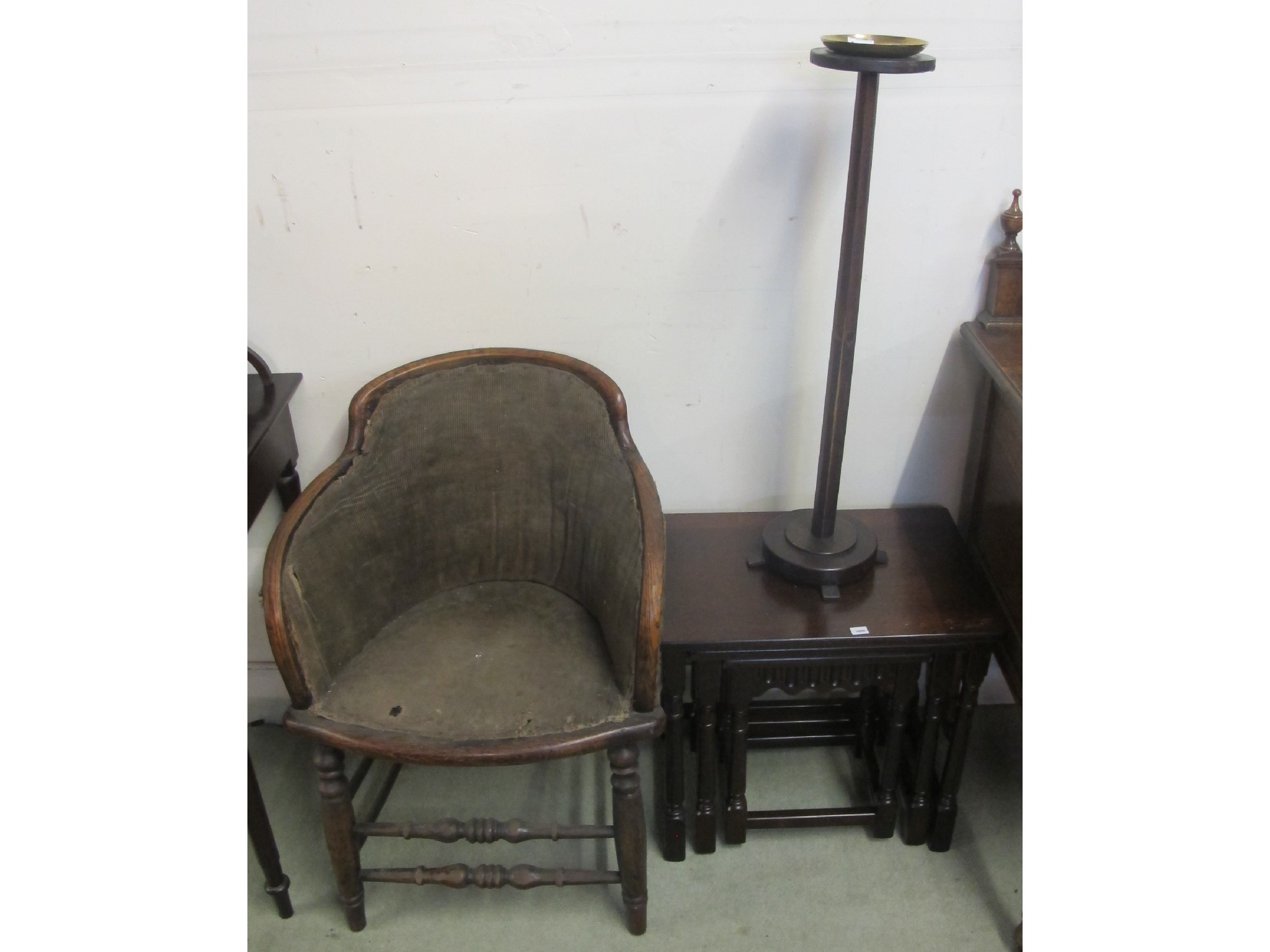 Appraisal: Oak tub chair nest of tables and other