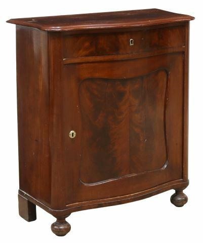 Appraisal: Continental mahogany console cabinet late th c serpentine-front case fitted