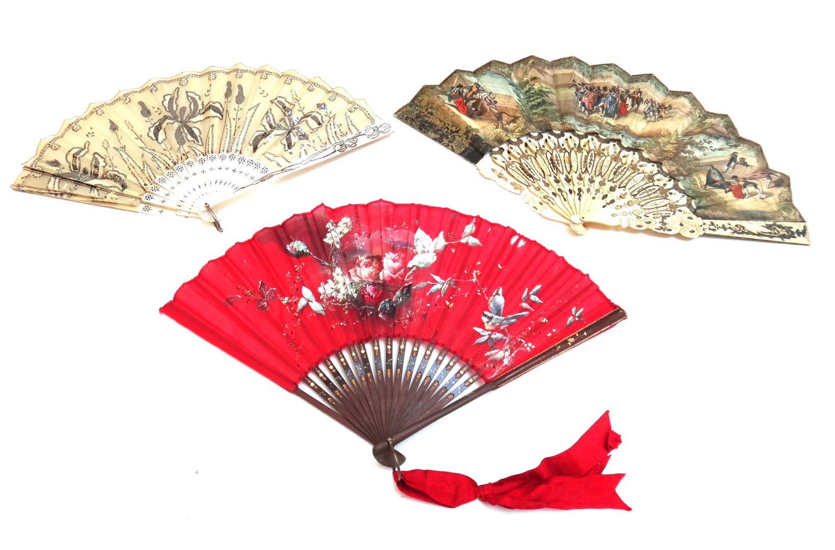 Appraisal: A Continental paper fan early th century titled 'Los Toberos'