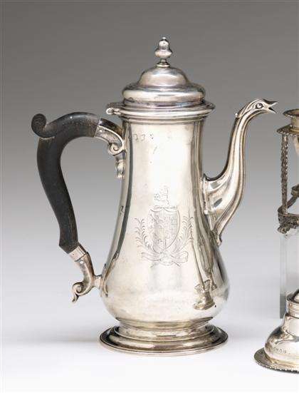 Appraisal: George II sterling silver coffeepot london maker's mark rubbed With