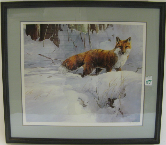 Appraisal: MARIO FERNANDEZ COLOR LITHOGRAPH depicting a red fox in winter