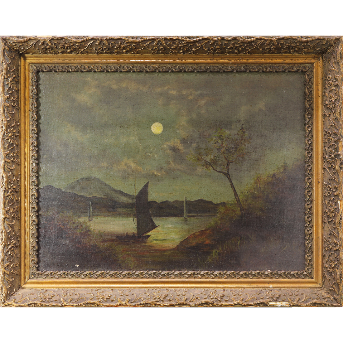 Appraisal: PAINTING AMERICAN SCHOOL American School th century Moonlight over the