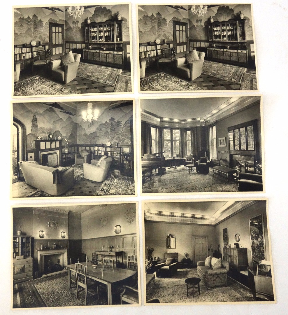 Appraisal: A collection of six photographs of interior scenes containing Cotswold