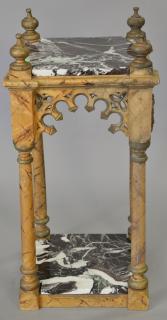 Appraisal: Gothic style stand faux marble painted with marble tops ht